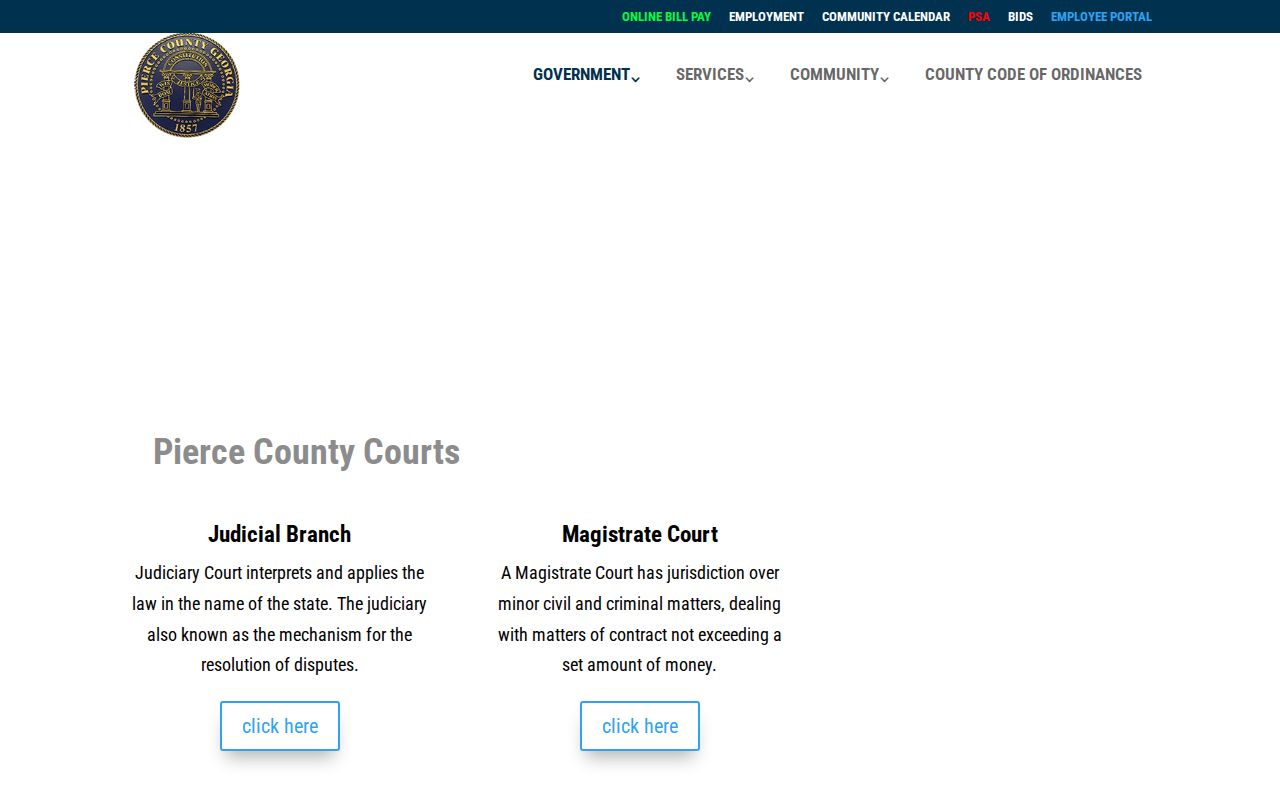 Pierce County court docket court-system landing page