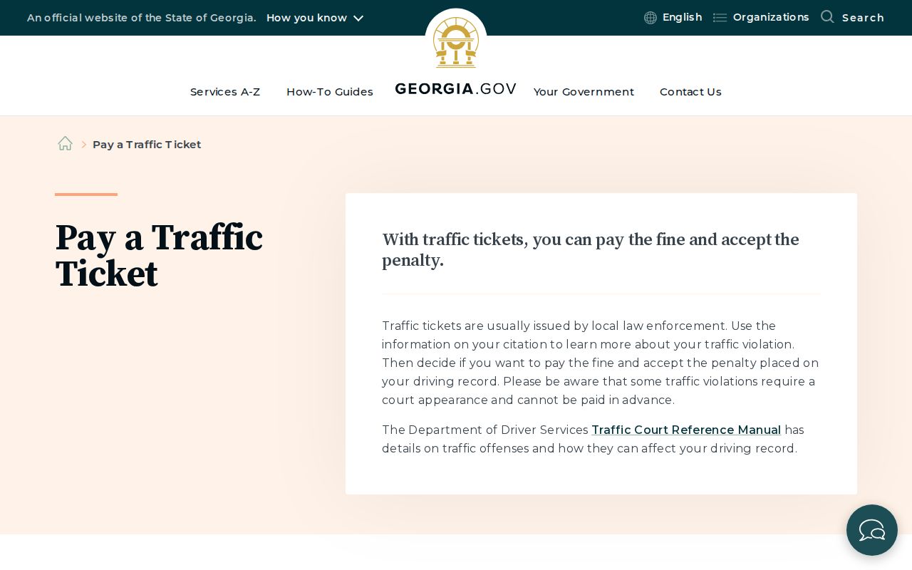Georgia traffic ticket payment and plea guidance