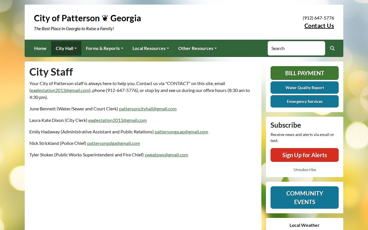 Patterson city staff and court clerk information