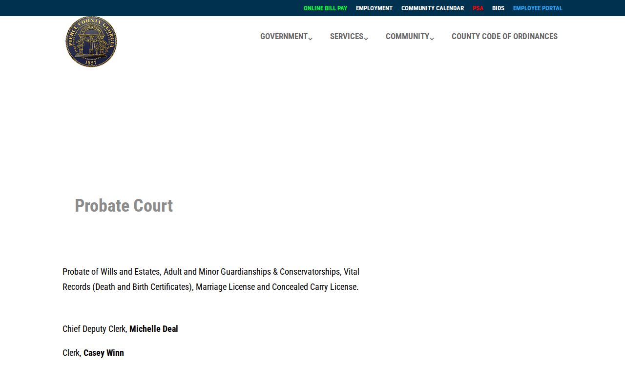 Pierce Probate Court office and online license forms