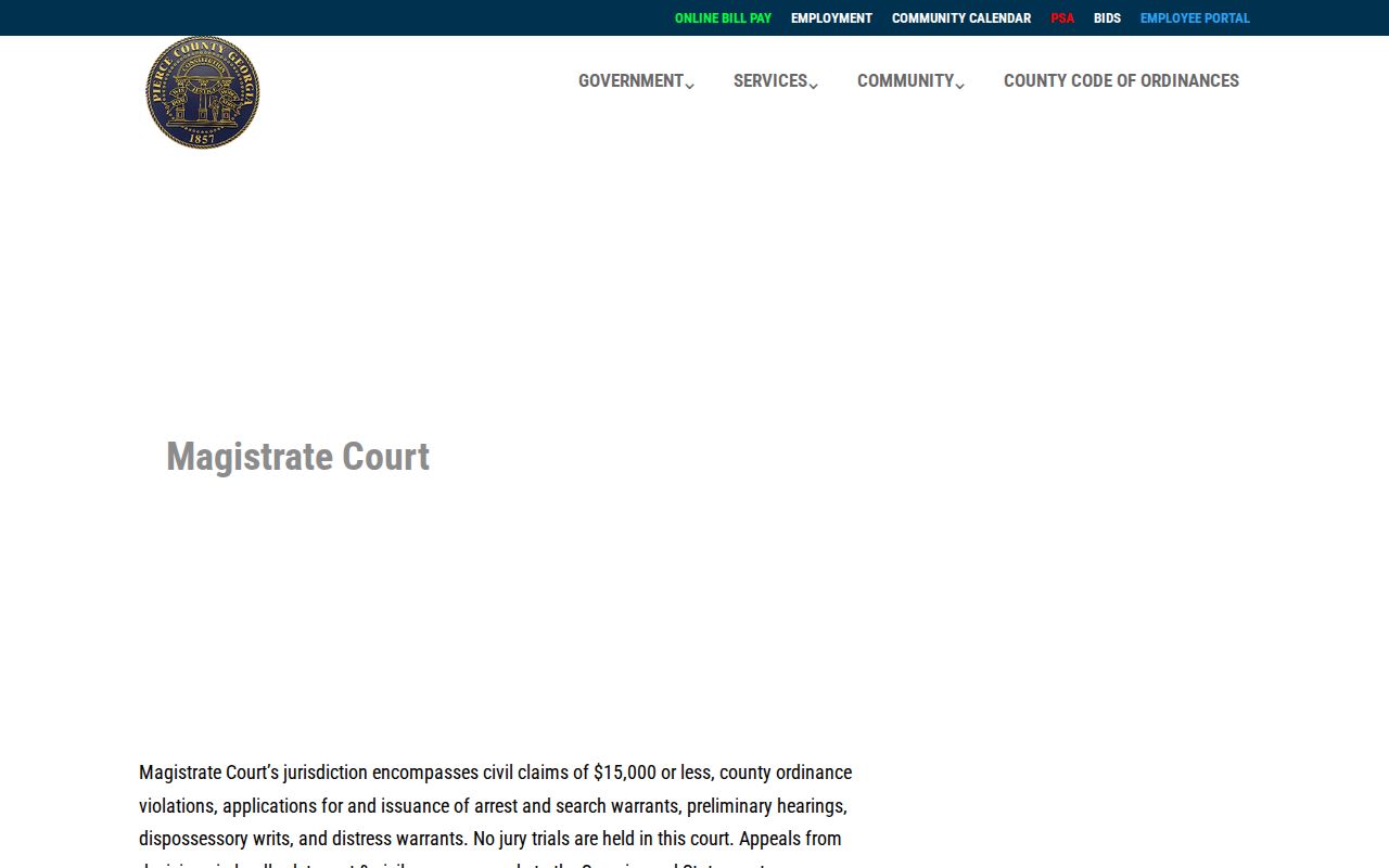 Pierce Magistrate Court fee notice